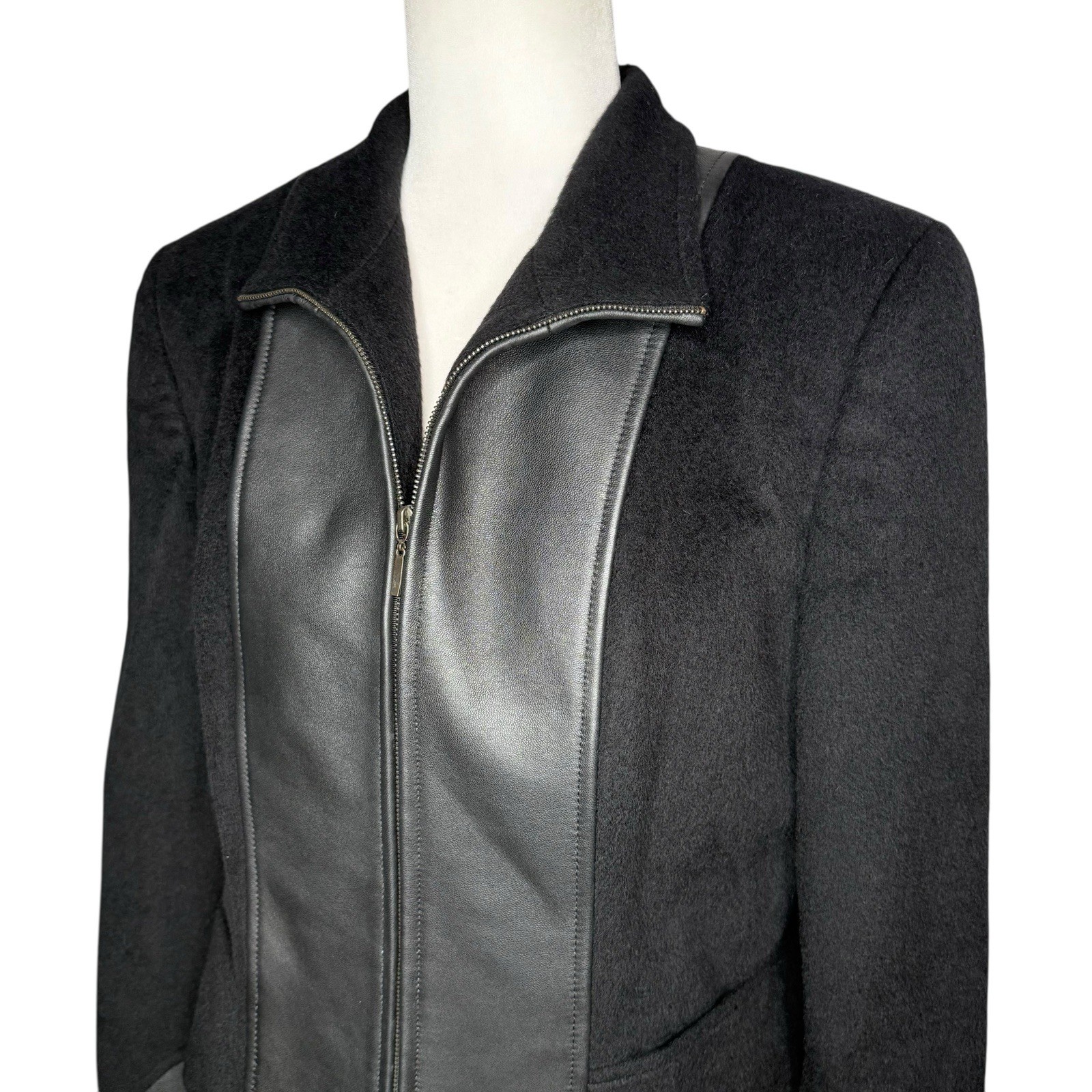 Peruvian Link Collection Baby Alpaca Wool Large Jacket Black Made In Peru RARE image 2