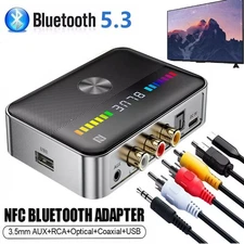Bluetooth 5.3 Wireless Transmitter Receiver HiFi Audio Music Adapter AUX RCA NFC