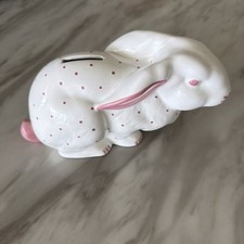 Vintage Tiffany & Co. Austria Ceramic Bunny Rabbit Coin Bank 8" Figurine