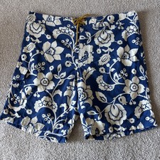 J Crew Tropical Long Board Shorts Men 35 Blue Tropical Lined Beach Vacation 8.5