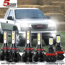 LED Headlight High Low+Fog Light Bulbs  9005+9006+H11 For GMC Canyon 2004-2017