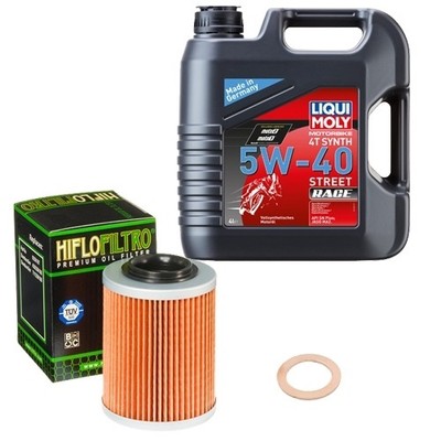 HiFlo Öl Set LM 5W-40 Race 4L für CAN-AM Maverick 900 X3 X-rs Turbo R Max DPS 18