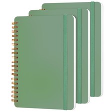 3 PCS Small Spiral Notebook 5x7, Notebooks for Note Taking, Green Spiral Jour...