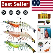 3-Piece Pre-Rigged TPE Lures - Lifelike Shrimp Jigs for Freshwater & Saltwater