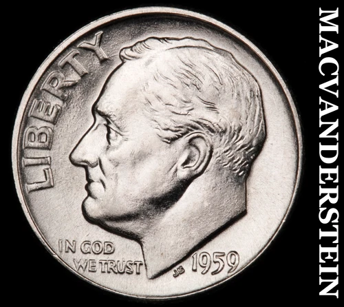 1959-D Silver Roosevelt Dime - Choice Gem Brilliant Unc  Lustrous  #i1007