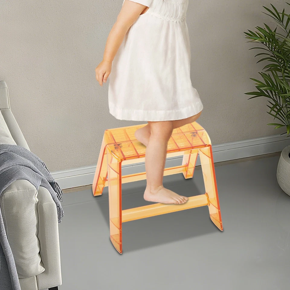 Modern 2 Steps Protable Step Ladder Step Stool Clear Stool for Indoor Outdoor - Image 3 of 4
