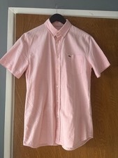 New Lacoste Button Down Short Sleeve Shirt Pink Size Small Men  s