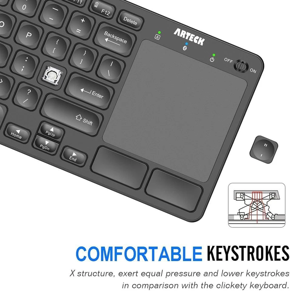 Arteck Universal Backlit Bluetooth Touch TV Keyboard with Touchpad - Image 3 of 4