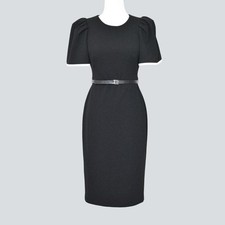 Calvin Klein Women's Puff Sleeve Sheath Dress Black & White Size 4