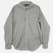 Polo Ralph Lauren Philip Dress Shirt Mens 16 36/37 Large Blue White Plaid Long
