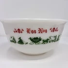 Vintage 1950s Hazel Atlas Egg Nog Milk Glass Christmas Bowl Punch Serving