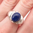 CNA Pranda 925 Sterling Silver Vintage Real Lapis Modernist Ring Size 7