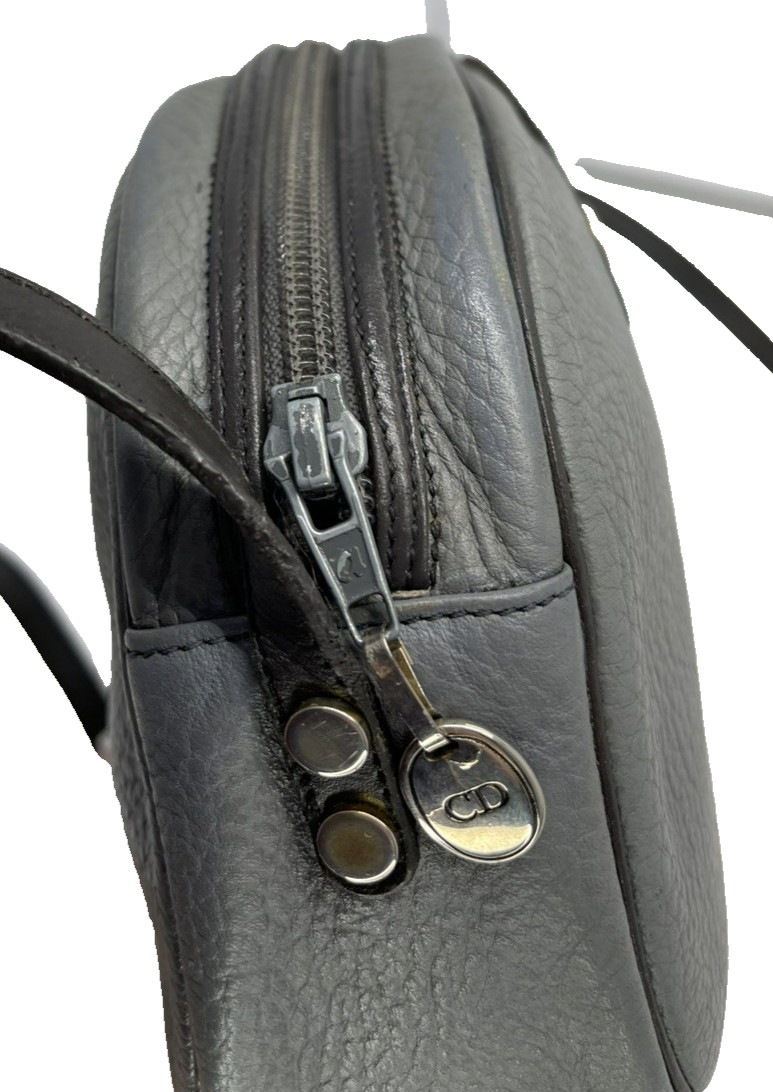 Vintage Christian Dior Shoulder Bag Gray Leather Italy Authentic thumbnail 7