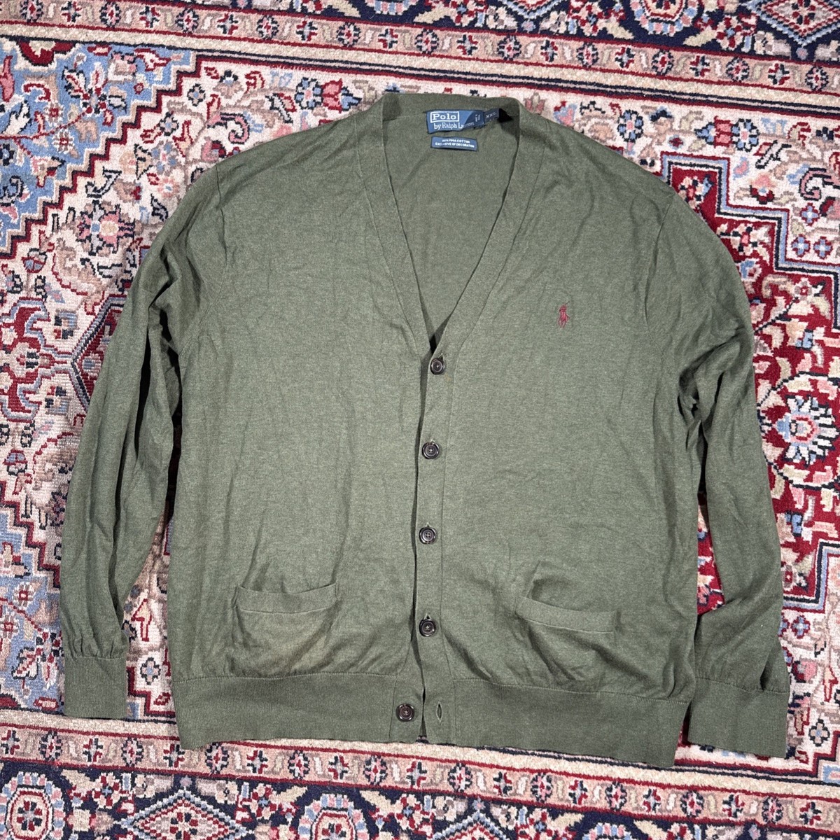 Vintage 90s Polo Ralph Lauren 100% Pima Cotton Cardigan Sweater