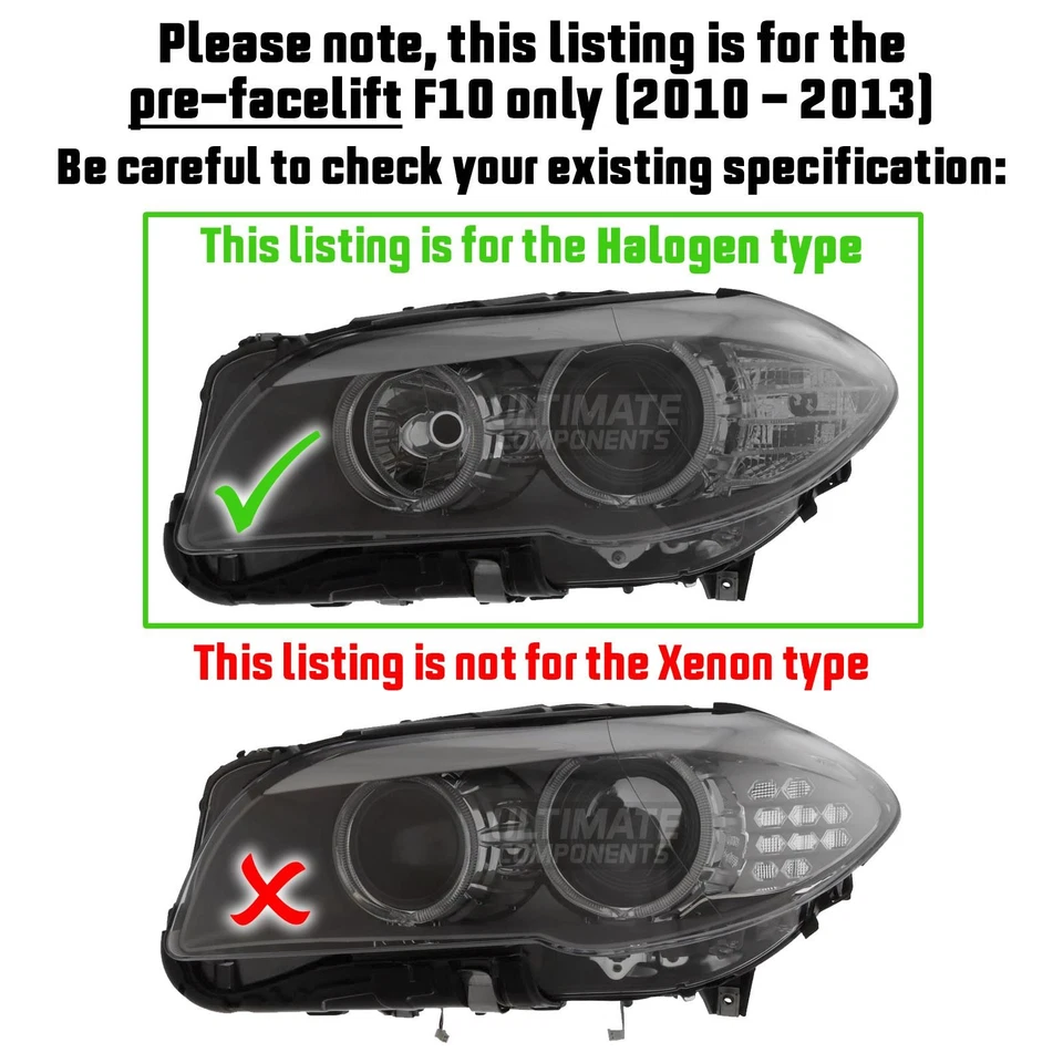 BMW 5 Series F10 Headlight Saloon 2010-2013 Halogen Headlamp Passenger Side Left - Image 2 of 4