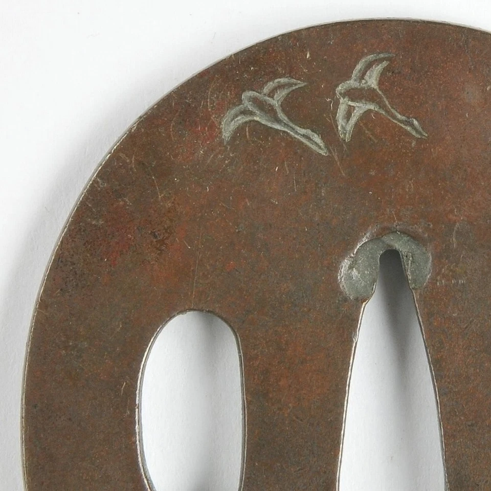 Antique Reeds w Duck Copper Tsuba Japanese Samurai Sword katana Sword from Japan - Image 2 of 4