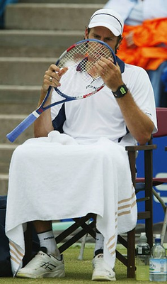 #ad Greg Rusedski of Great Britain feels the pressure at his match wit Old Photo 1 AU $9.00