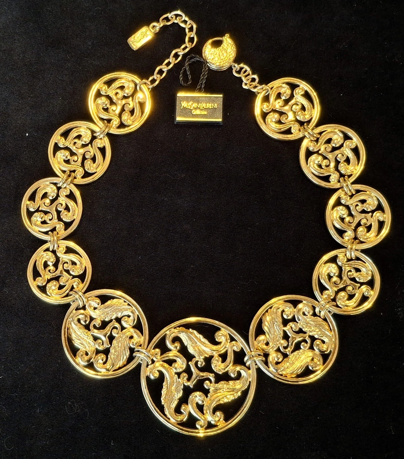 SAINT LAURENT (YSL) Rara COLLANA YSL grande floreale «DISCO» Yves Saint Laurent anni '80