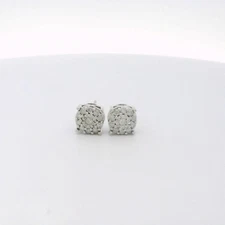 Sterling Silver CZ Cluster Stud Earrings (C31021804)