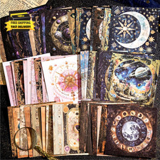 60 Sheets Fantasy Lunar Celestial Scrapbook Paper, Vintage Self-Adhesive Moon Sp