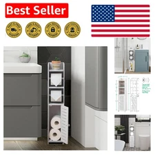 Compact Over-The-Toilet Bathroom Storage with 4 Shelves - Easy Assembly in White