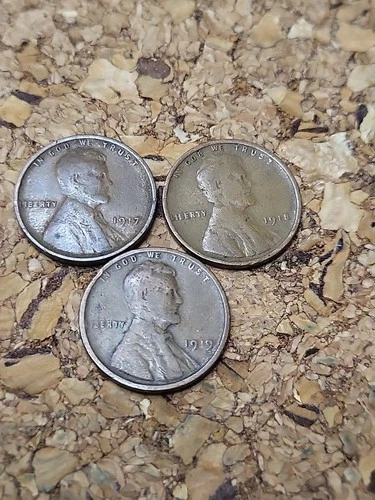1917, 1918, and 1919 Lincoln  Wheat Cent Pennies