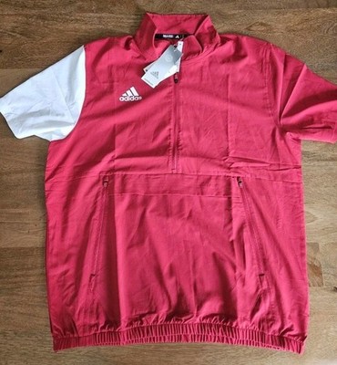 NEW Adidas Red Stadium 1/4 Zip Warm-up SS Pullover Windbreaker Jacket Men's M