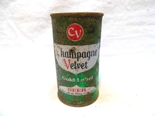 CHAMPAGNE VELVET (GREEN) FLAT TOP BEER CAN~TERRE HUATE BRG, TERRE HUATE, IND.