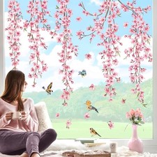 Flower Vine Double Sided Window Clings Pink Hanging Tree Branch Cherry Blossom