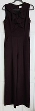 Eliza J Purple Jumpsuit* Women's Size 6 Ruffle V-Neck Crepe Zip Up Sleeveless
