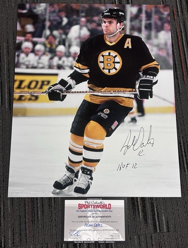 Adam Oates HOF Inscribed Signed 16x20 Sportsworld COA Boston Bruins