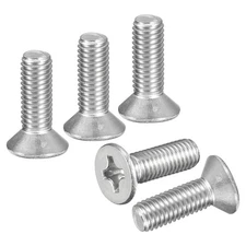 M8-1.25x25 Flat Head Machine Screws -25pcs -304 Stainless Steel -Silver