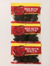 3  Packs Big Bite Baits 3" Yomama.  Green Pumpkin Red Flake 