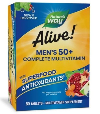 Nature's Way Alive! Men's 50+ Complete Multivitamin Tablets, B-Vitamins, 50 Coun