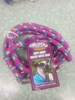 NWT Weaver Leather Rope Sheep & Goat Halter & Snap, Black. Multicolor, Purple ..