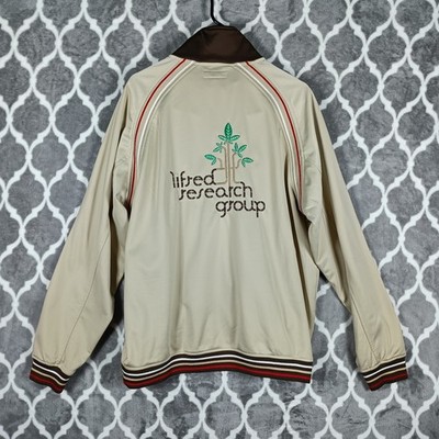 LRG Lifted Research Group Track Jacket Men Medium Tan Full Zip Stripe