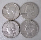 Lot Of 4 Washington Quarters 90% Silver (1961-62-63-64)