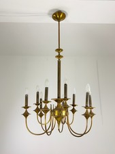 Lampadario in ottone Art Deco 9-luci, anni '40