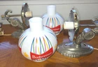 2 Vintage 1950's BUDWEISER Milk Glass Globe Wall Lamps Sconces Signs Lights Bar