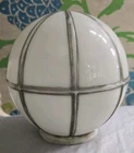 Vtg 6" Wide Raised Grey Striped Milk Glass Ceiling Light Fixture 3 1/4” Fit