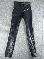 Spanx Black Faux Leather Leggings Size S Shiny