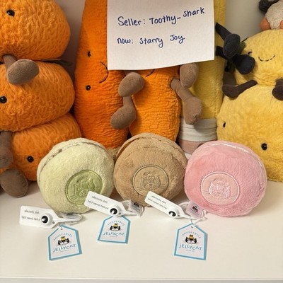 Jellycat (3): Macarons Max, Mona, Mia BNWT - 100% Authentic Fast