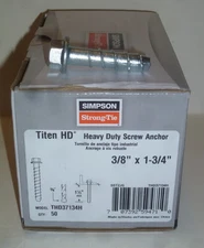 Titen HD 3/8" x 1-3/4" Concrete & Masonry Screw Anchor (50pc) THD37134H