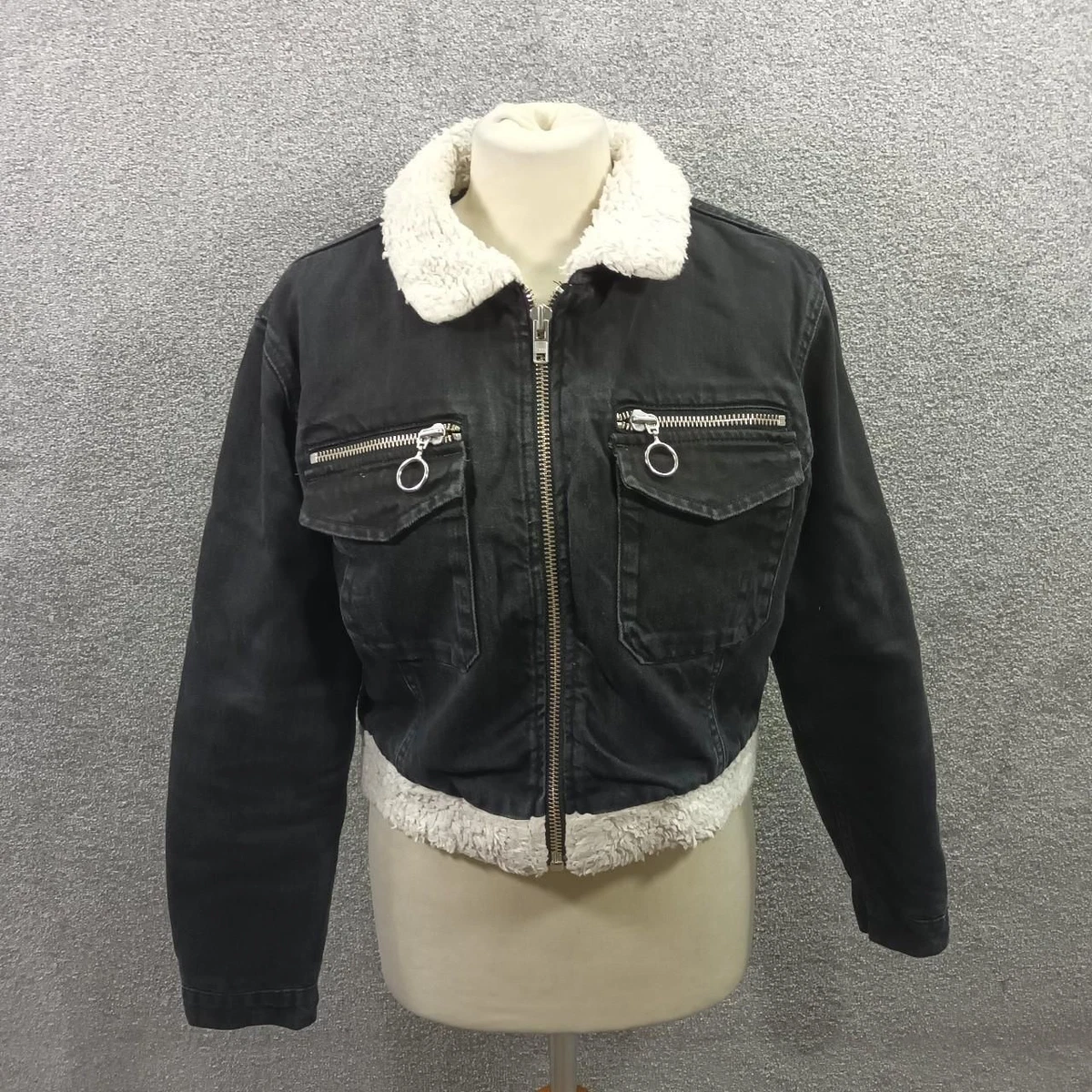Black cropped denim jacket topshop sales
