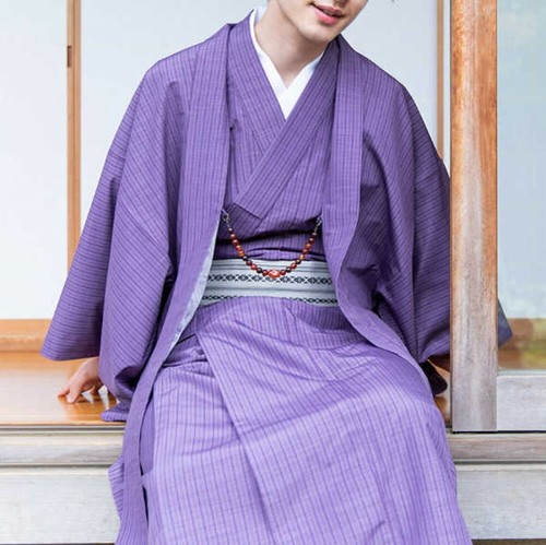 Kimono Haori Coat Ensemble Purple Japan 