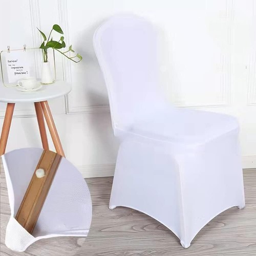 Chair Cover 1 Pcs White Stretch Spandex Chairs 17.7“ x 18.1” x 36.2“ Slipcovers - 第 3/8 張圖片