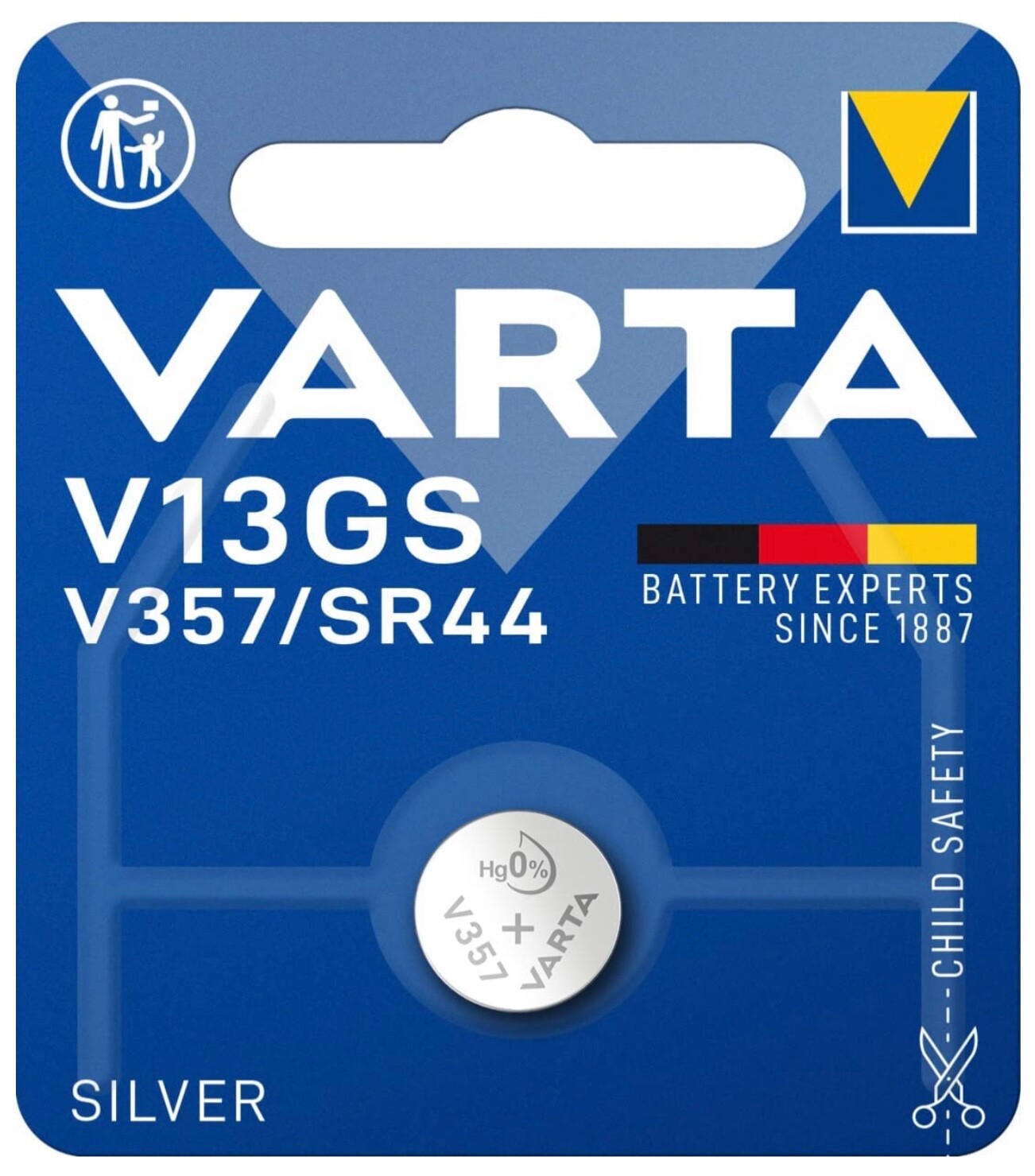 VARTA V13GS (V357/SR44) Silver Oxide Battery 1.55V x 1 NEW & SEALED EXP 04-2028