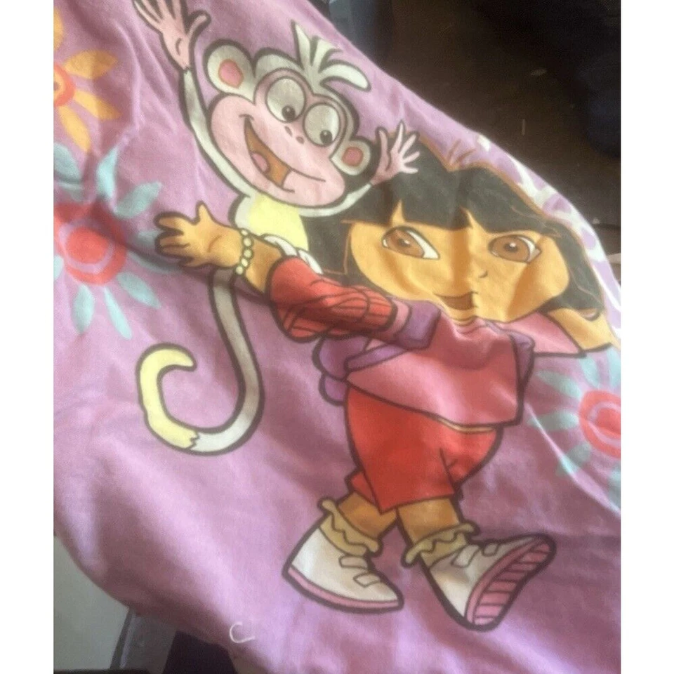 Juego de sábanas Nickelodeon Dora The Explorer funda de almohada plana completa franela de colección Foto 3 de 4