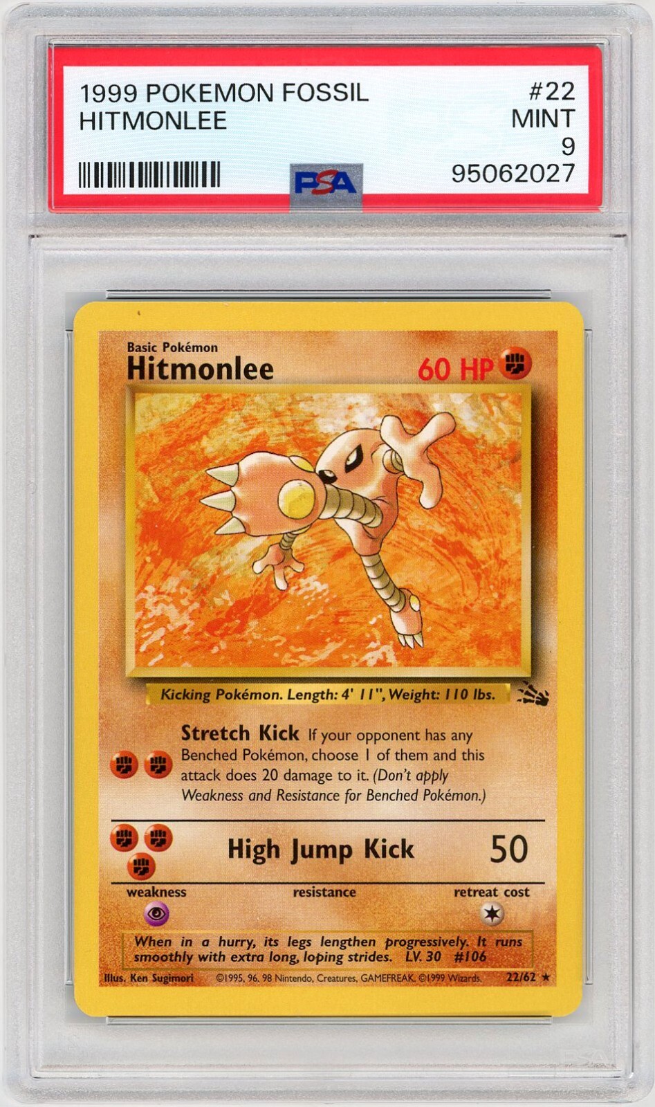 1999 Pokemon Fossil #22 Hitmonlee Vintage / RARE MINT PSA 9 *2027