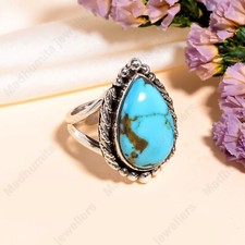 Oyster Turquoise 925 Sterling Silver Band Statement Handmade Ring All size